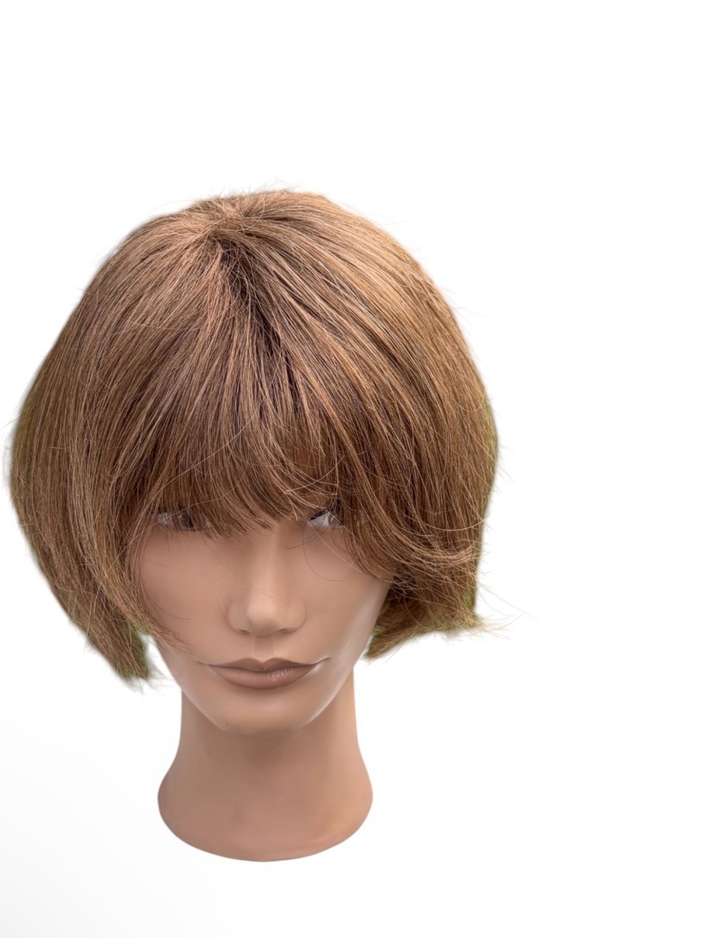 Vintage 1991 Paula Young short straight brown Bob synthetic wig with bangs